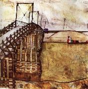 Egon Schiele The Bridge painting